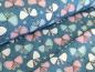 Preview: Reststück Baumwolljersey Lovly Schmetterling Jeansblau 118 x 145 cm